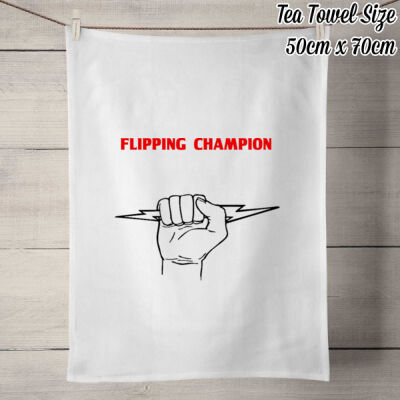 FLIPPING CHAMPION LINEN TEA TOWEL - 100% Linen Tea Towel - Off White Thumbnail