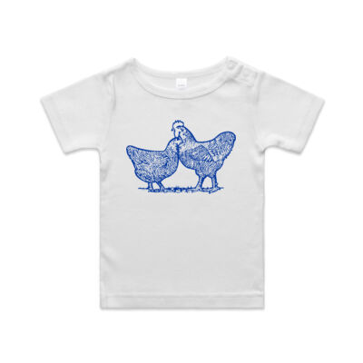 COUNTRY CHICKENS - BLUE ON WHITE - Classic Design - AS Colour - Infant Wee Tee Thumbnail