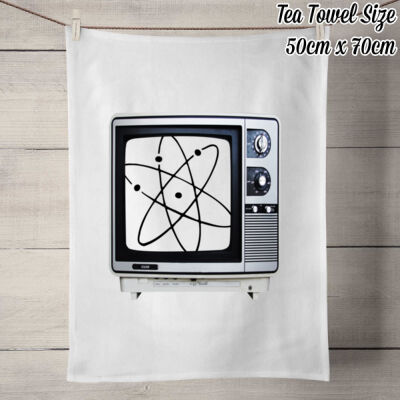 ATOMIC TV RANGE - 100% Linen Tea Towel - Off White Thumbnail