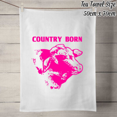 COUNTRY BORN RANGE  - 100% Linen Tea Towel - Off White Thumbnail