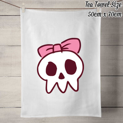 CANDY SKULL RANGE - 100% Linen Tea Towel - Off White Thumbnail