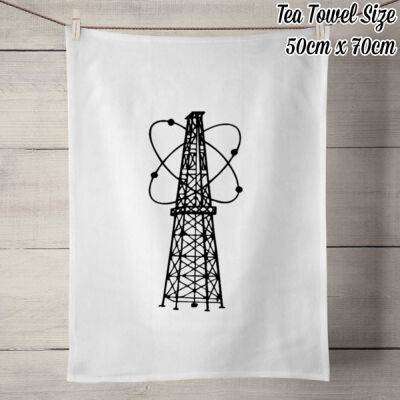 ATOMIC POWER SERIES - TEA TOWELS - 50% Linen Tea Towel - White Thumbnail