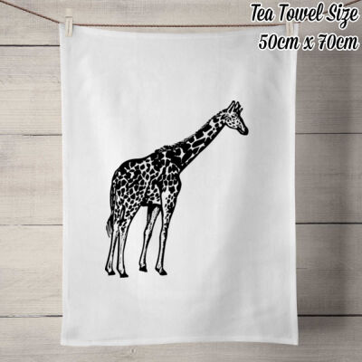 GIRAFFE SERIES - TEA TOWELS - 50% Linen Tea Towel - White Thumbnail